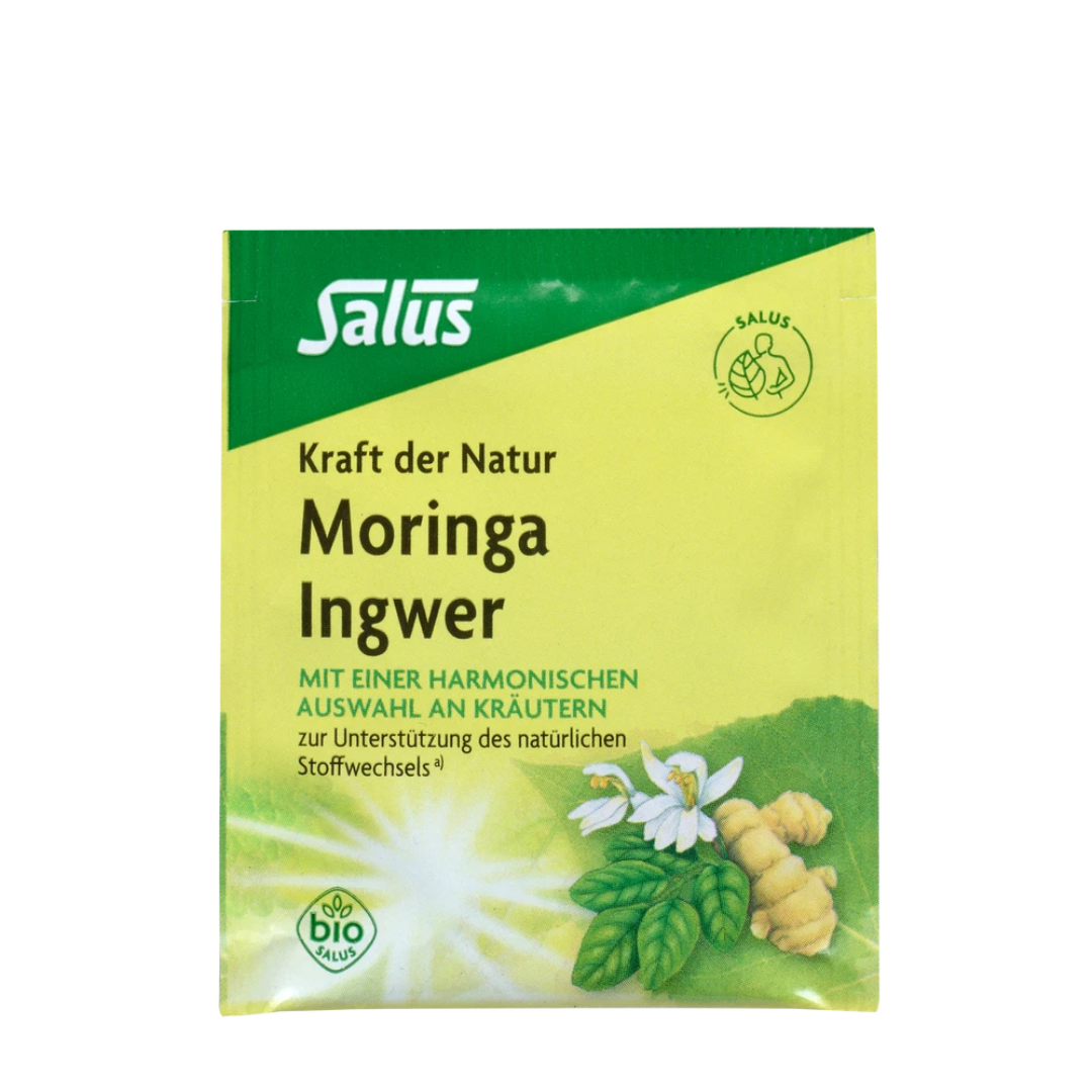 Salus Kraft der Natur Moringa Ingwer Tee Bio – einzelner Teebeutel im aromaversiegelten Sachet