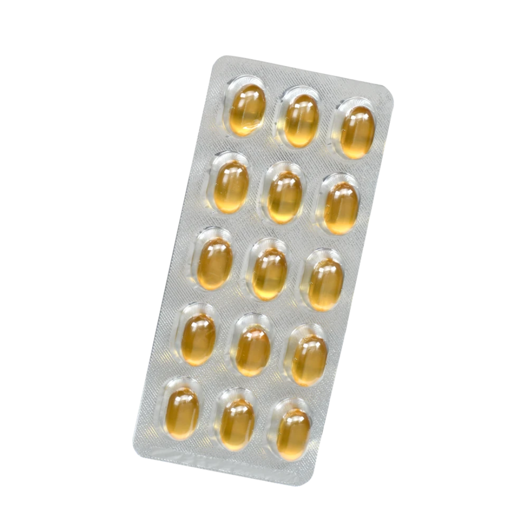 Blisterpackung mit Salus Omega-3 Algenöl 1160 Kapseln – hochdosierte vegane Omega-3-Quelle aus Algen