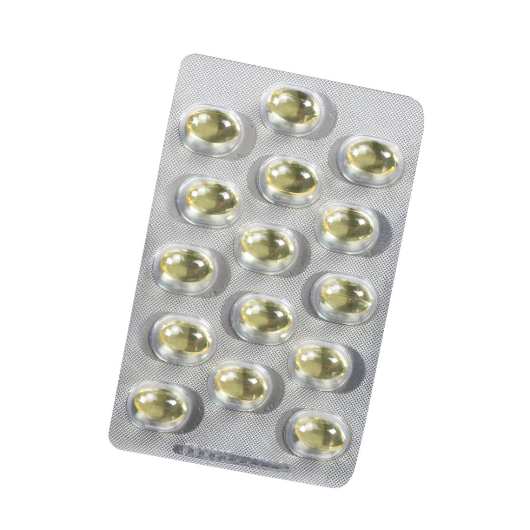 Blisterpackung der Salus Omega-3 Kompakt Kapseln mit konzentriertem Alaska-Seelachsöl
