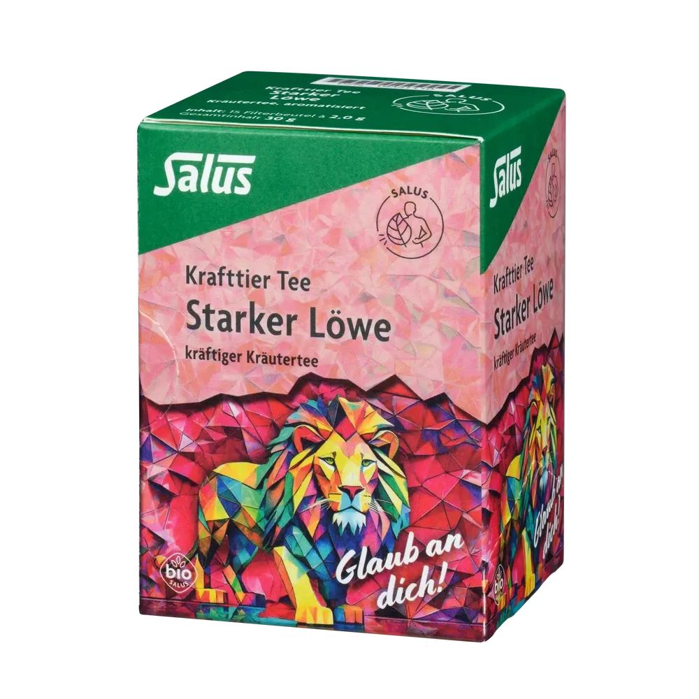 Salus Starker Löwe Tee Bio 15 Filterbeutel – kräftiger Kräutertee mit Moringa in bunter Löwen-Verpackung