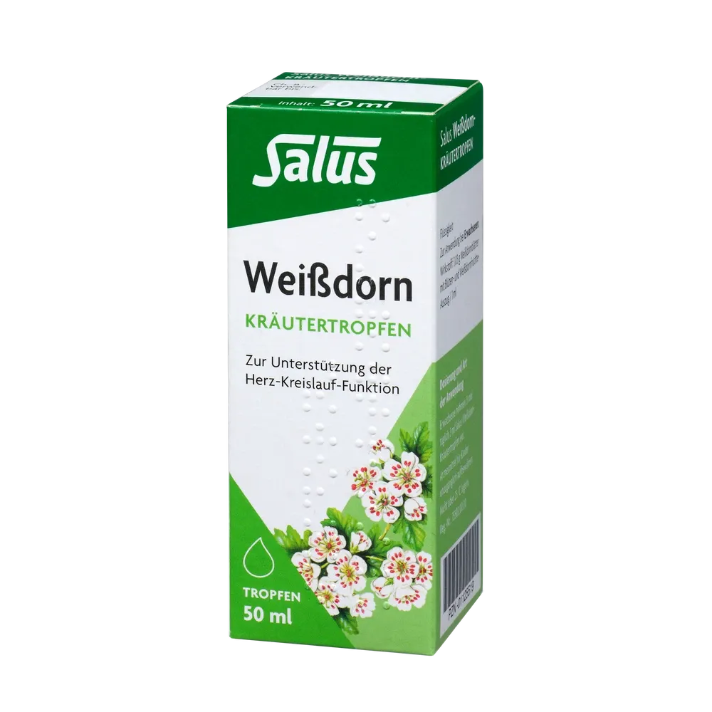 Salus Weißdorn Kräutertropfen Bio 50 ml Packung – Pflanzliches Herz-Kreislauf-Arzneimittel