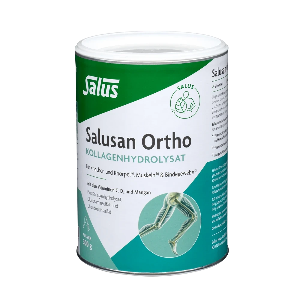 Salusan Ortho Kollagenhydrolysat Pulver 300 g – Vorderansicht der Dose