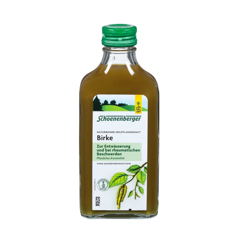 Schoenenberger Birke Pflanzensaft 200 ml – naturreiner Birkenblätter-Presssaft in Glasflasche