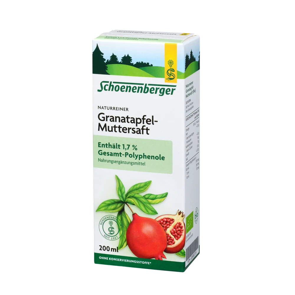 Schoenenberger Granatapfel-Muttersaft Bio 200 ml – naturreiner Muttersaft in Faltschachtel