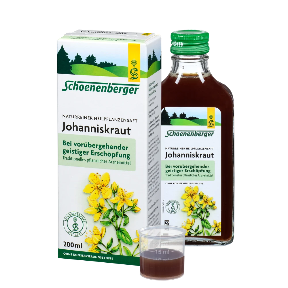 Schoenenberger Johanniskraut Saft bio 200ml mit Faltschachtel und Dosierbecher
