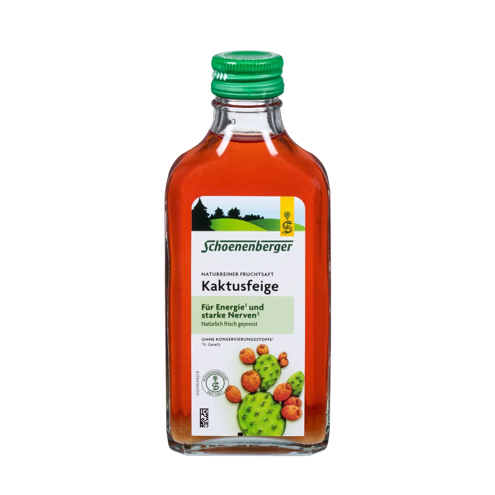 Schoenenberger Kaktusfeige Saft Bio 200 ml – naturreiner Fruchtsaft in Glasflasche