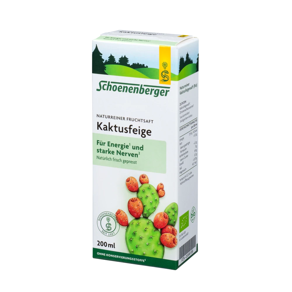 Schoenenberger Kaktusfeige Saft Bio 200 ml – naturreiner Fruchtsaft im Karton