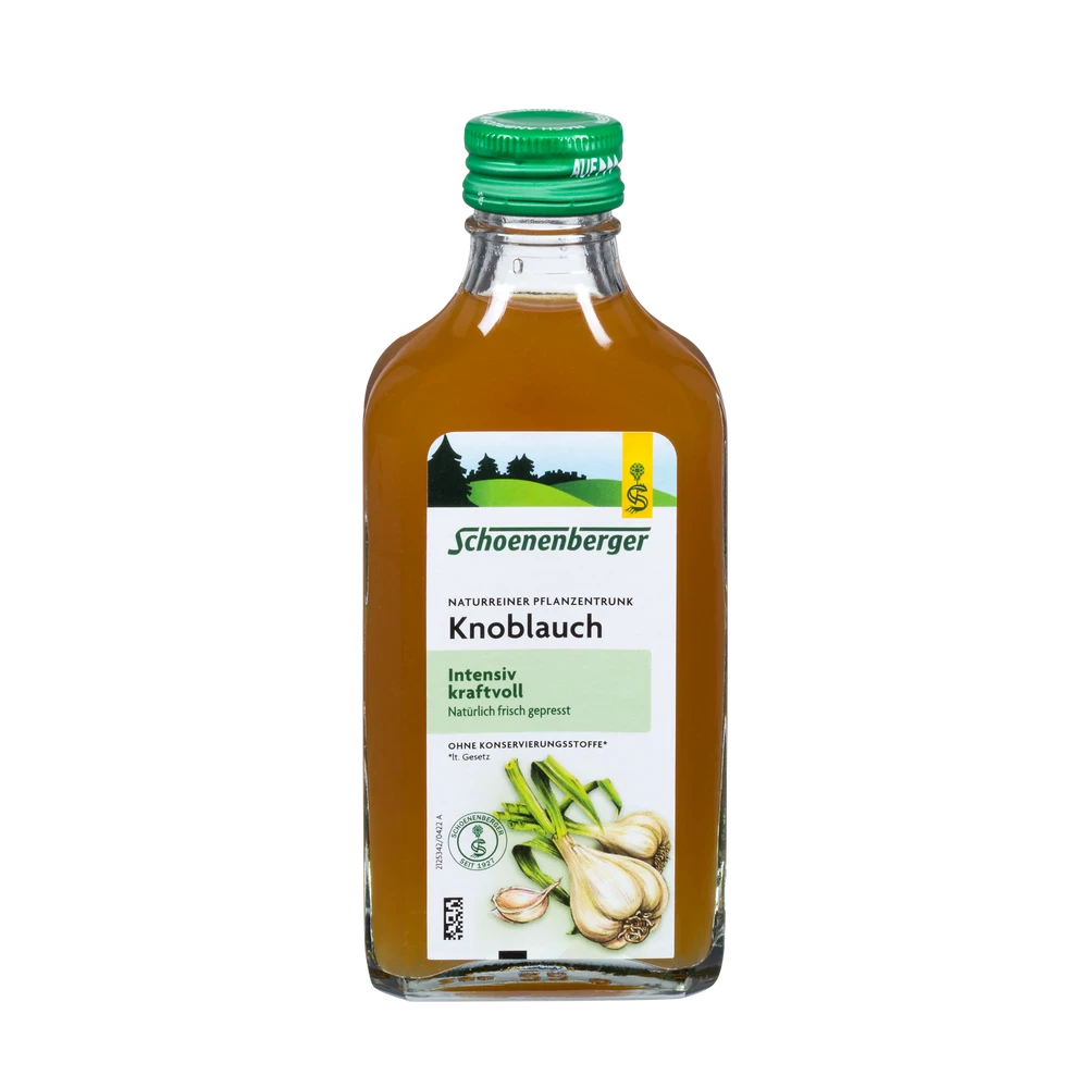 Schoenenberger Knoblauchsaft Bio 200ml – Glasflasche naturreiner Pflanzentrunk