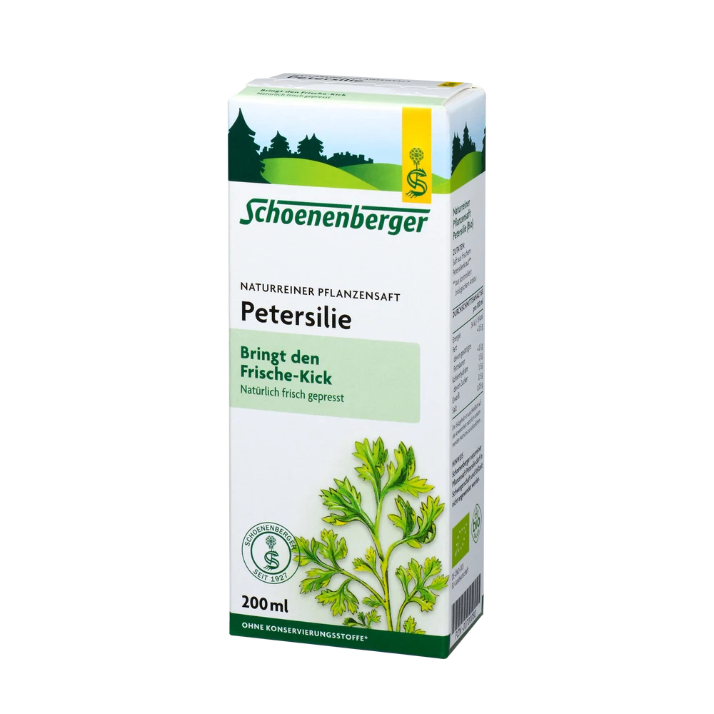 Schoenenberger Petersilie Pflanzensaft Bio 200ml – naturreiner Pflanzensaft in der Faltschachtel