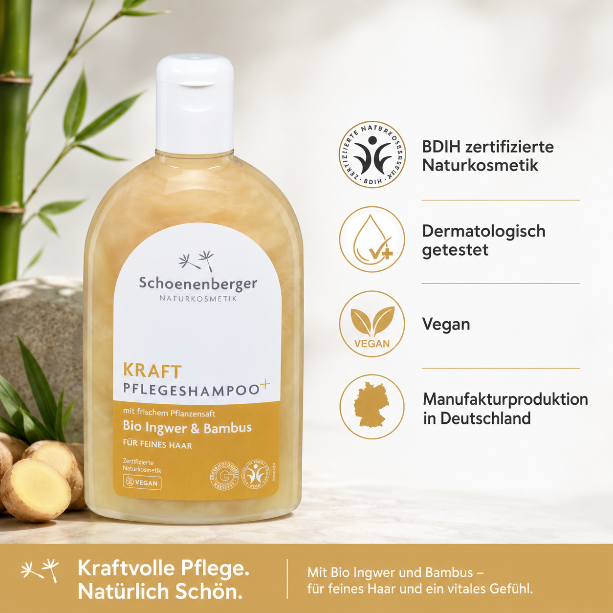 Veganes Schoenenberger Pflegeshampoo, BDIH-zertifiziert und dermatologisch getestet