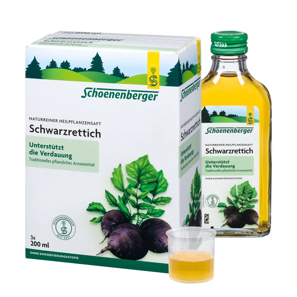 Schoenenberger Schwarzrettich Saft bio 3x200 ml – naturreiner Heilpflanzensaft unterstützt die Verdauung