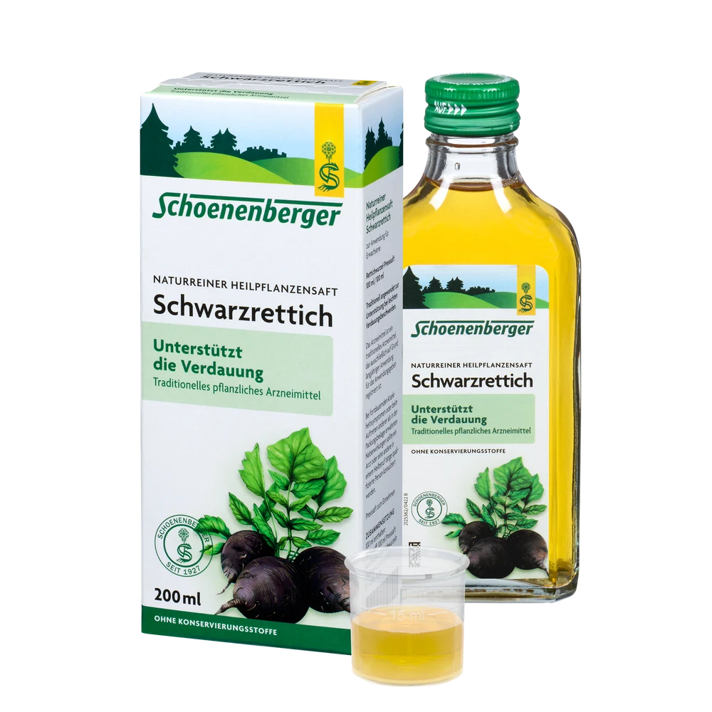 Schoenenberger Schwarzrettich Saft bio 200 ml – traditionelles pflanzliches Arzneimittel zur Verdauungsunterstützung