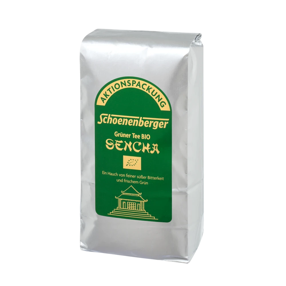 Schoenenberger Sencha Grüner Tee bio 500g in silberner Packung