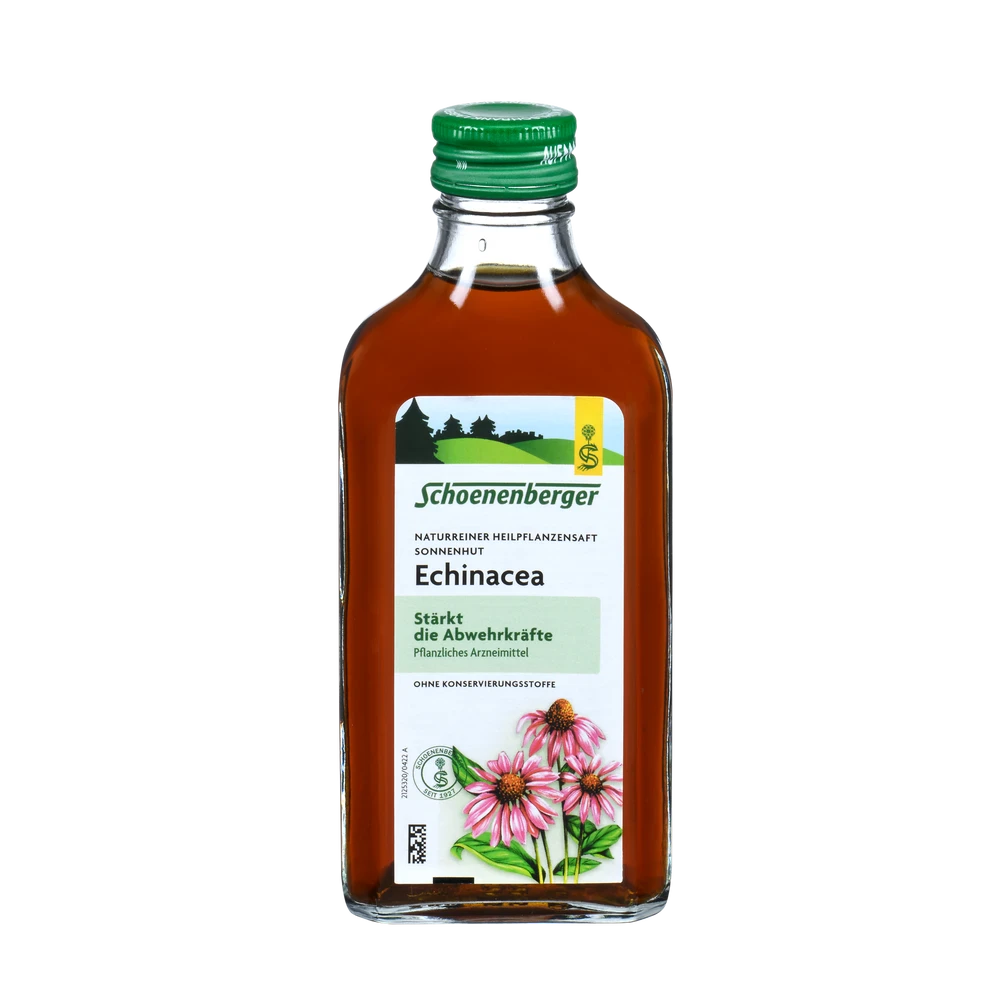 Schoenenberger Naturreiner Heilpflanzensaft Sonnenhut Echinacea 200ml Flasche – pflanzliches Arzneimittel zur Stärkung der Abwehrkräfte