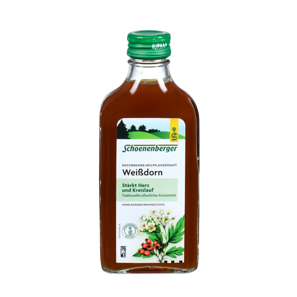 Schoenenberger Weißdorn Saft 200 ml Glasflasche – naturreiner Heilpflanzensaft ohne Konservierungsstoffe