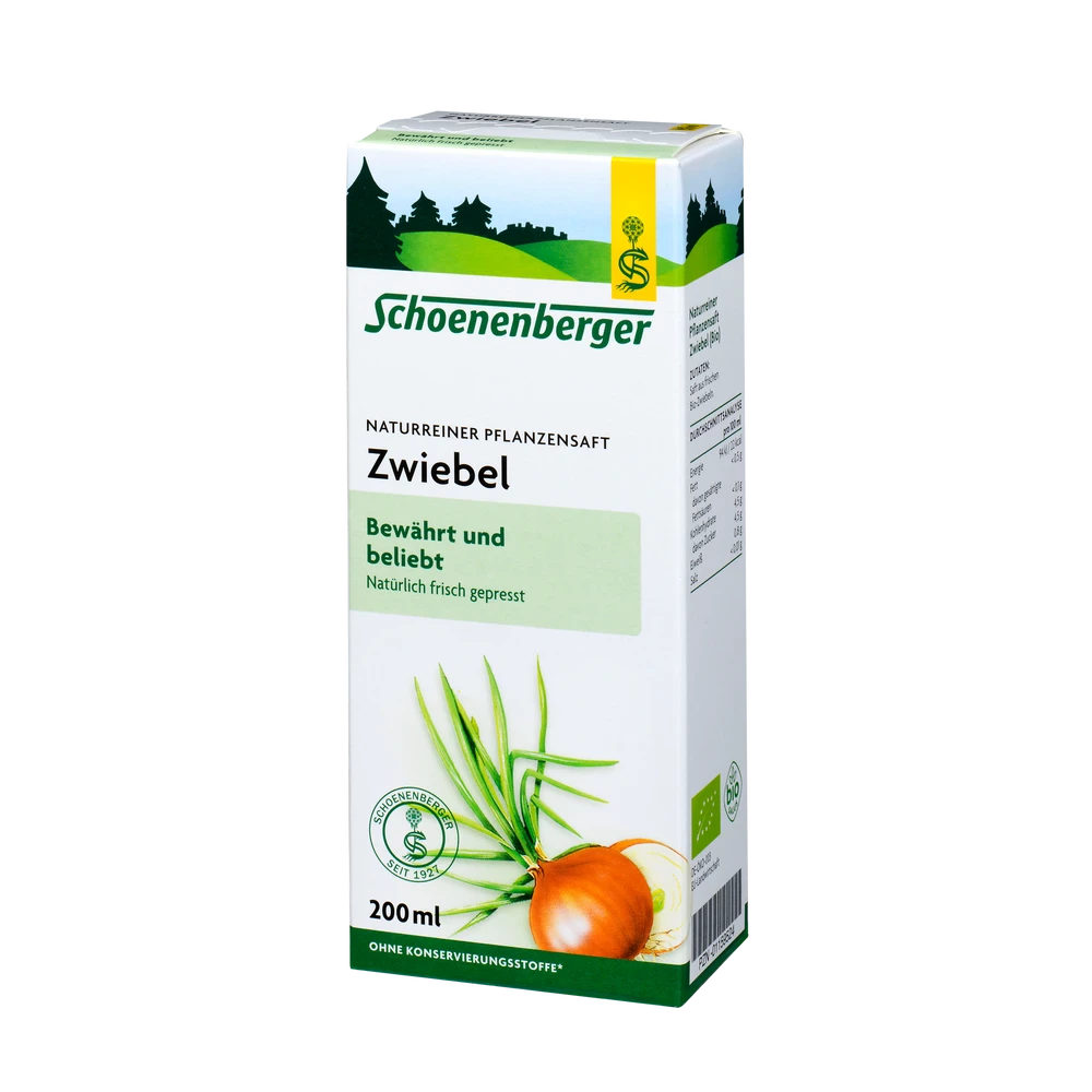 Schoenenberger Zwiebel Saft 200ml naturreiner Pflanzensaft Packung Vorderseite