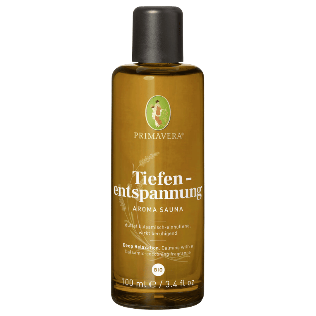 PRIMAVERA Tiefenentspannung Aroma Sauna Bio 100ml – balsamisch-einhüllender Saunaaufguss mit beruhigender Wirkung