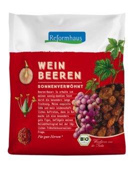 Reformhaus Weinbeeren, blau, geölt, 250g