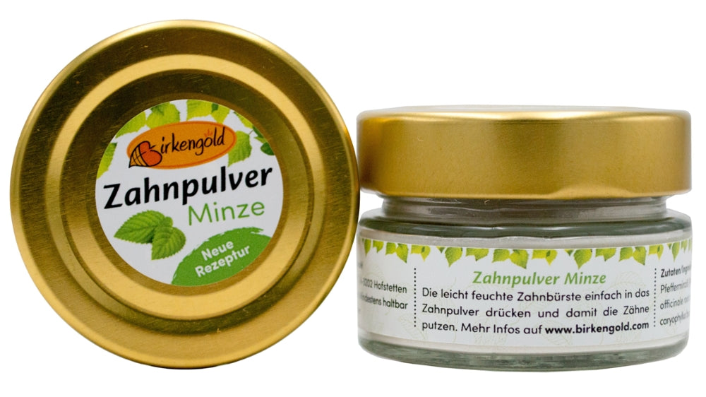 Birkengold® Zahnpulver Minze Glas, 30g
