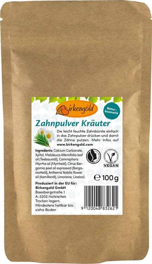 Birkengold® Zahnpulver Kräuter Nachfüllbeutel, 100g