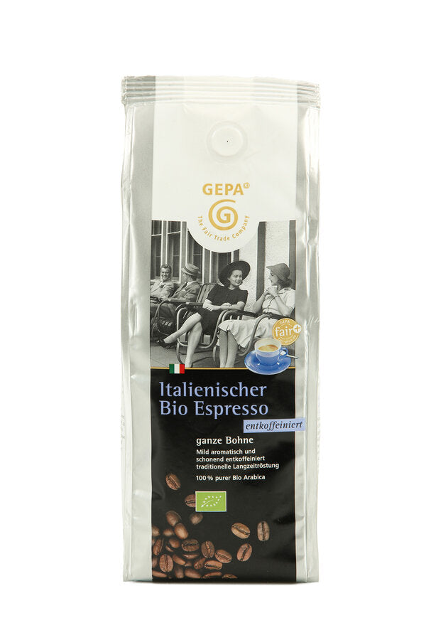 GEPA Italienischer Bio Espresso 250 g ganze Bohne, entkoffeiniert