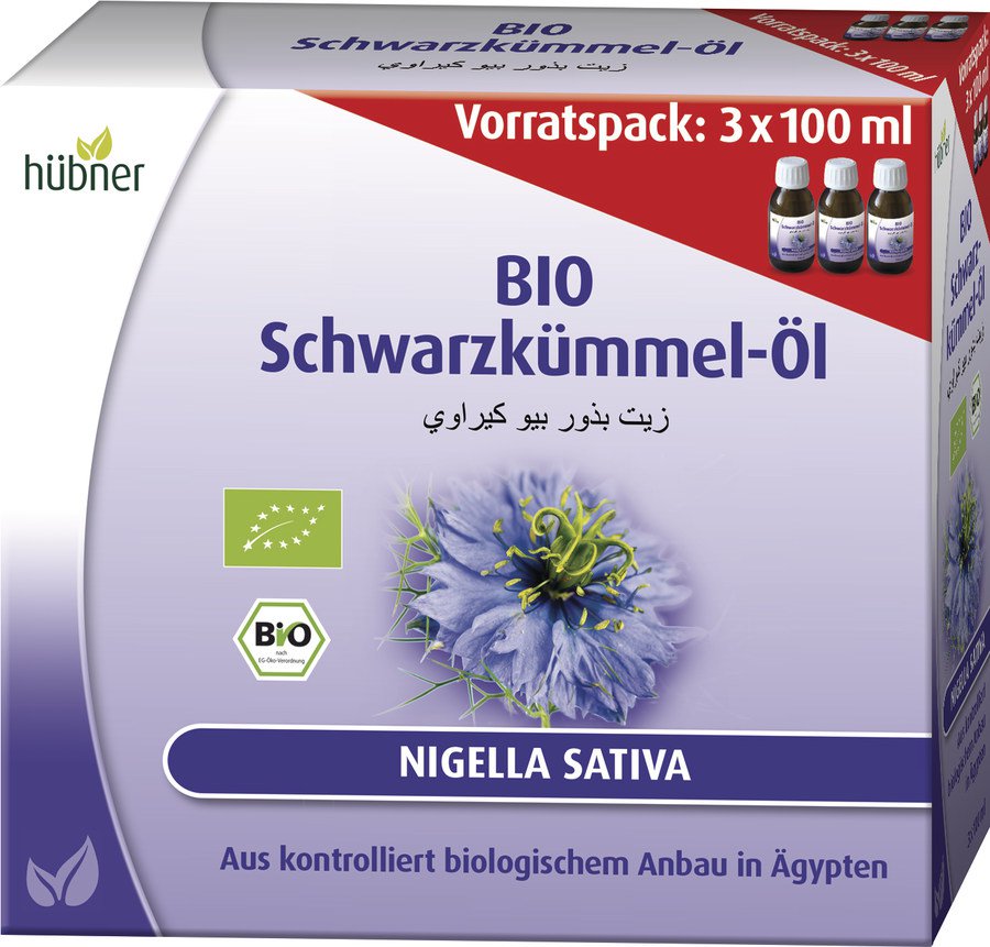 Hübner Schwarzkümmel-Öl Bio Vorratspackung, 3x100ml