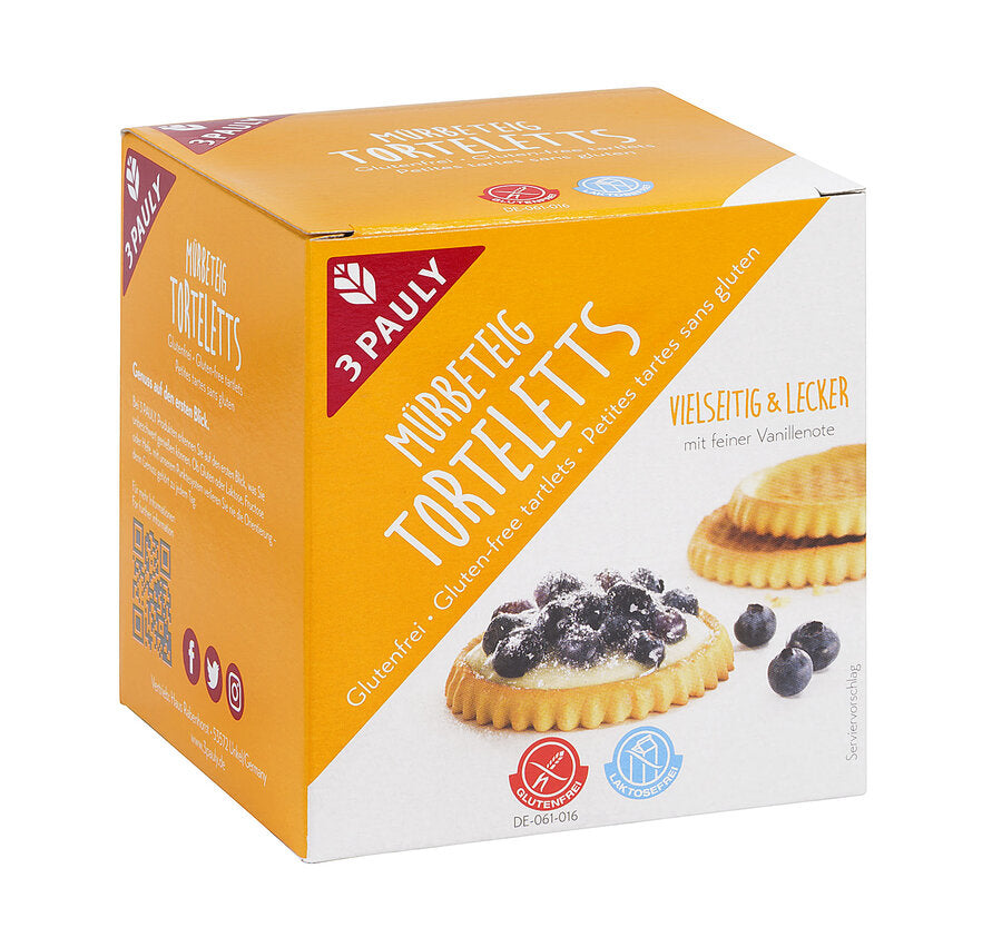 3 Pauly Mürbeteig Torteletts 150g glutenfrei Vielseitig & Lecker mit Vanillenote