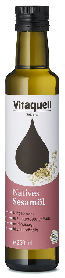 Vitaquell Sesam-Öl Bio nativ, kaltgepresst, 0,25l