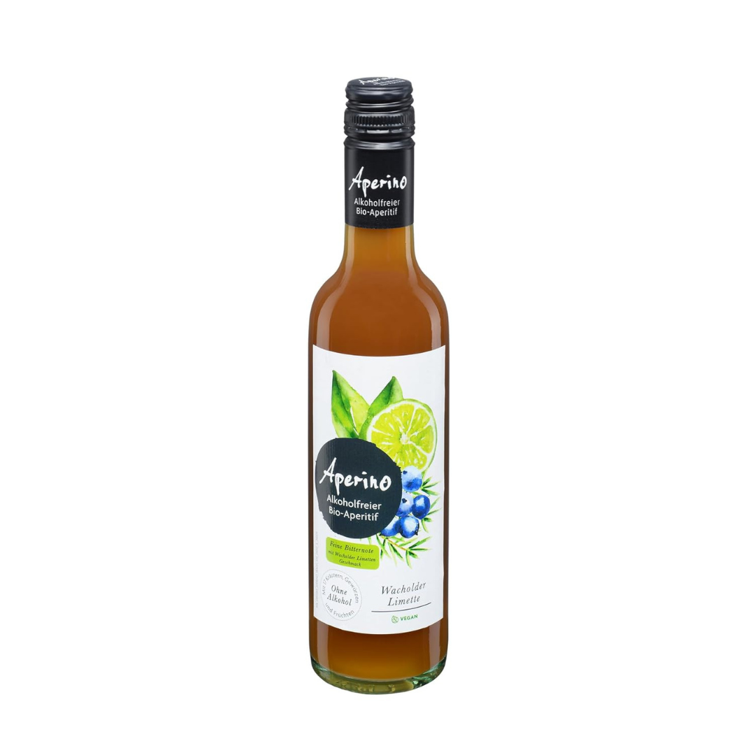 Aperino alkoholfreier Bio-Aperitif 370 ml – erfrischendes Getränk mit Wacholder und Limette, vegan