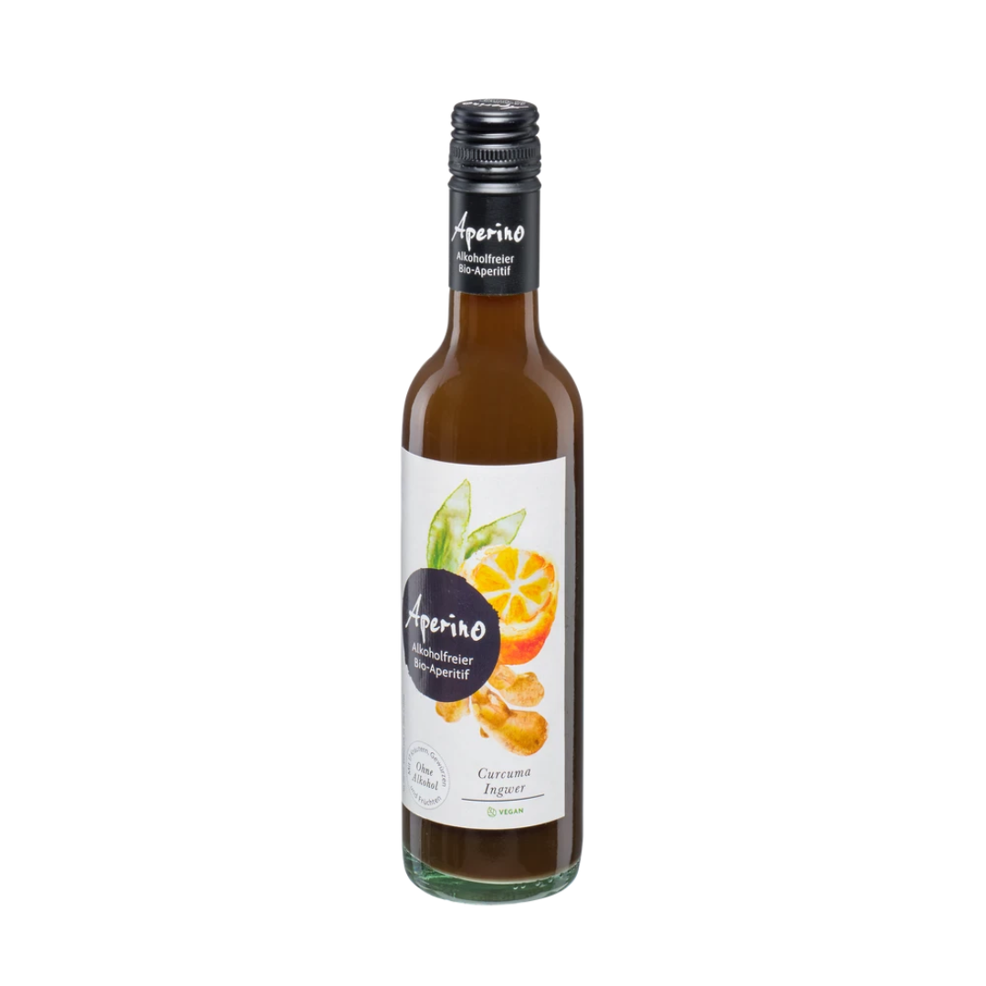 Aperino alkoholfreier Bio-Aperitif 370 ml – erfrischendes Getränk mit Curcuma und Ingwer, vegan