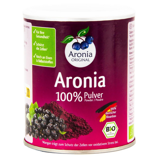 Aronia Original Aroniapulver 100 g – 100 % Bio-Pulver aus getrockneten Aroniabeeren in wiederverschließbarer Dose