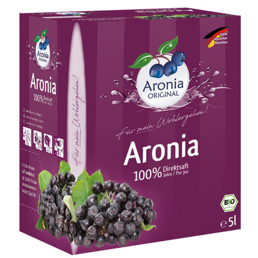 Aronia Original Bio Aroniasaft 5 l Bag-in-Box – 100 % Direktsaft aus frischen Aroniabeeren, vegan und ungesüßt
