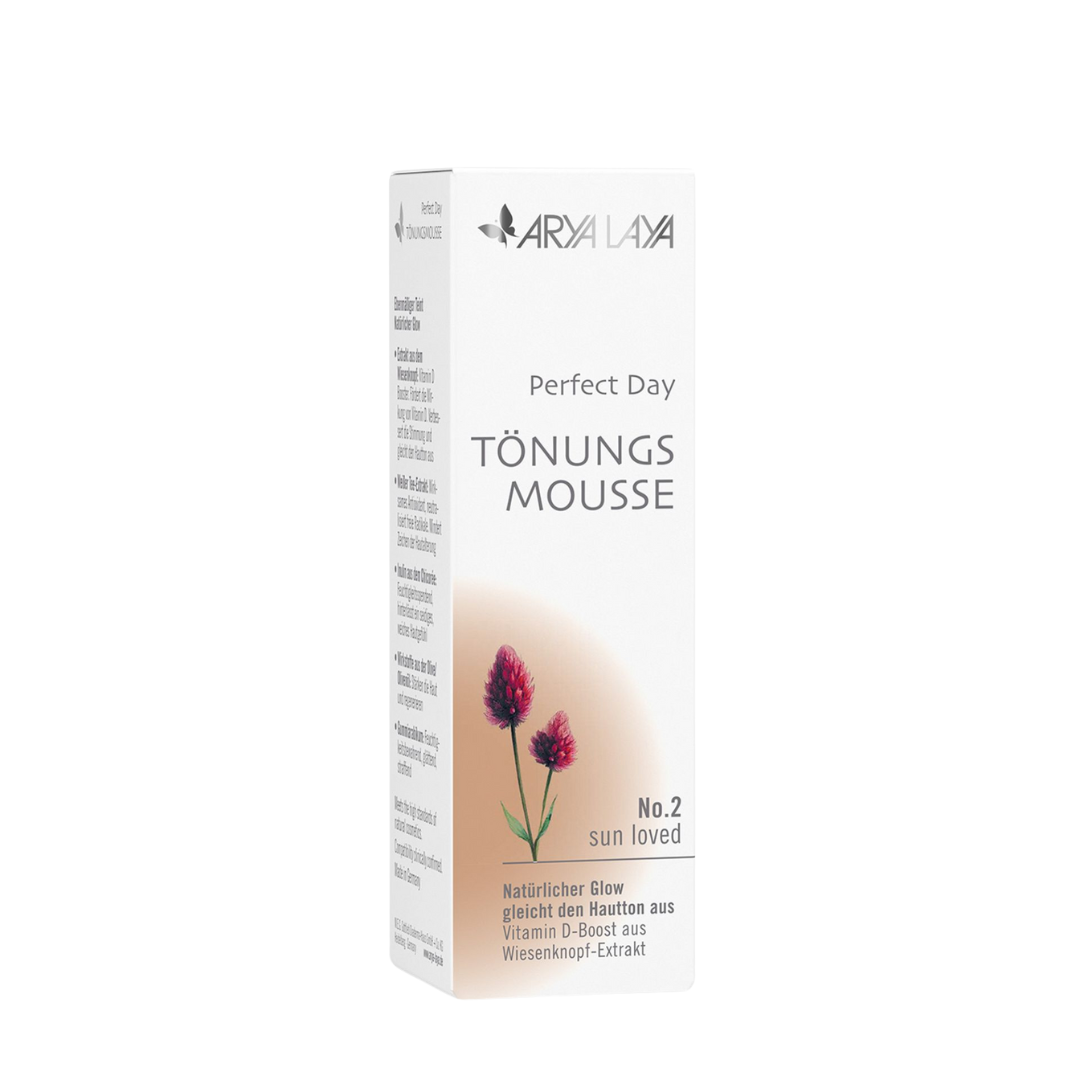 Arya Laya Perfect Day Tönungsmousse No. 2 Sun Loved – Naturkosmetik Tönungsmousse mit Vitamin D-Boost und Wiesenkopf-Extrakt