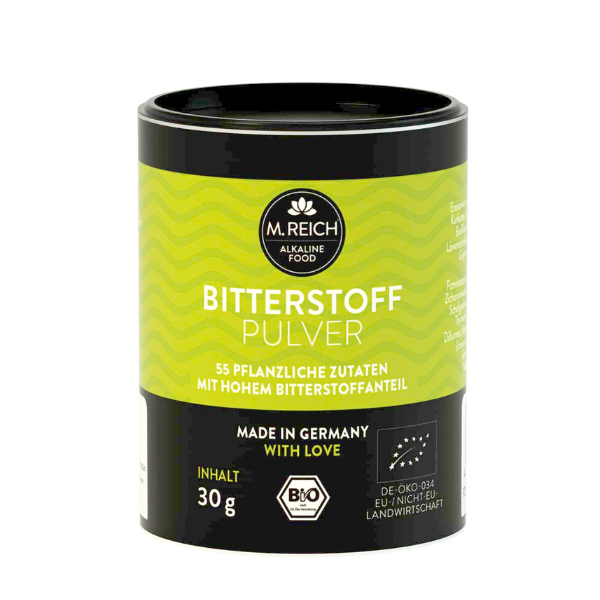M. Reich Bitterstoff Pulver 30 g – Bio Bitterstoffpulver mit hohem Bitterstoffanteil aus 55 Pflanzen, Made in Germany