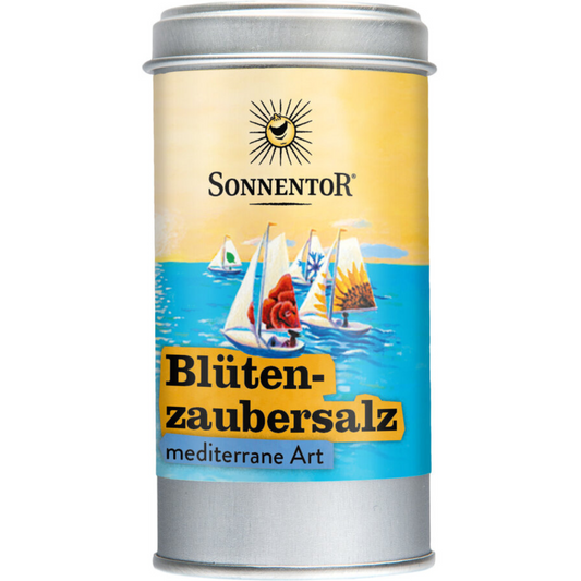 Sonnentor Blütenzaubersalz mediterrane Art – Bio Gewürzmischung mit Blüten und Meersalz in dekorativer Aromaschutz-Dose