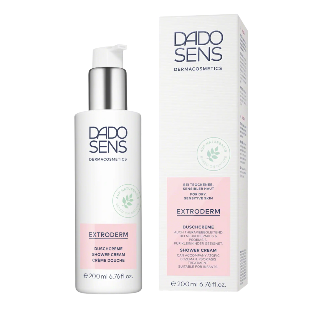 DADO SENS EXTRODERM Duschcreme 200 ml – milde Reinigungscreme im Set mit Faltschachtel, ideal für trockene und gereizte Haut