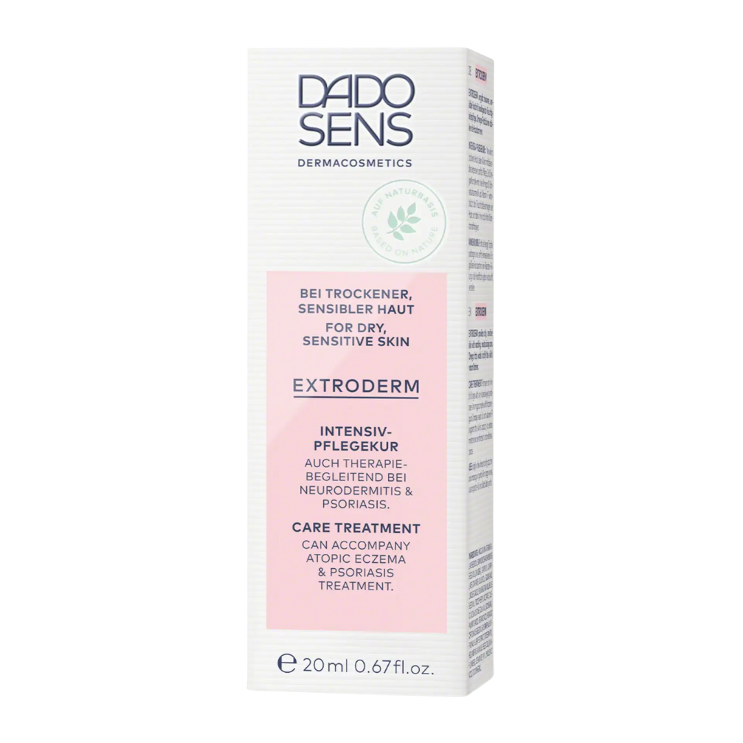 DADO SENS EXTRODERM Intensiv-Pflegekur 20 ml – Umverpackung mit Anwendungshinweisen für trockene, empfindliche Haut