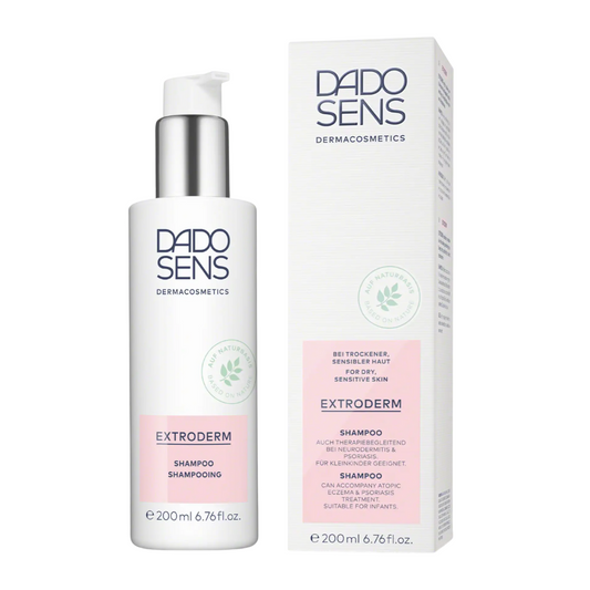 DADO SENS EXTRODERM Shampoo 200 ml – milde Pflege für trockene Kopfhaut in Pumpspenderflasche mit Umverpackung