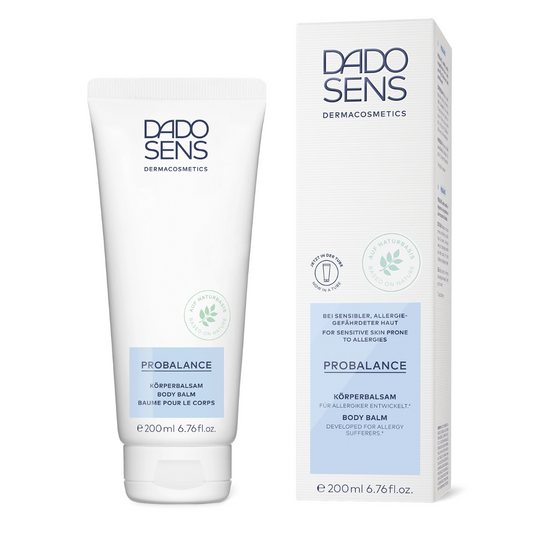 DADO SENS PROBALANCE Körperbalsam 200 ml – Produktabbildung mit Tube und Faltschachtel für sensible Haut