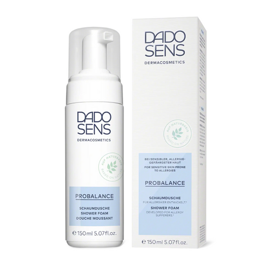 DADO SENS PROBALANCE Schaumdusche 150 ml – Produktbild mit Pumpspender und Umverpackung, entwickelt für Allergiker