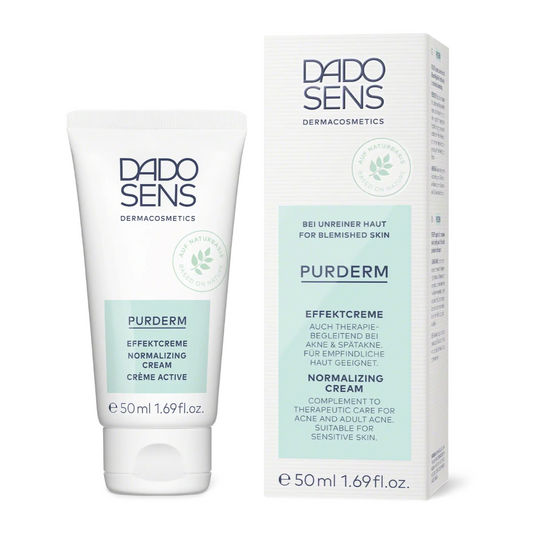 DADO SENS PURDERM Effektcreme 50 ml – dermatologische Pflege bei Spätakne und unreiner Haut mit Verpackung