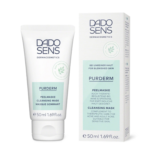 DADO SENS PURDERM Peelmaske 50 ml – dermatologische Reinigungsmaske mit Produktverpackung für empfindliche, unreine Haut
