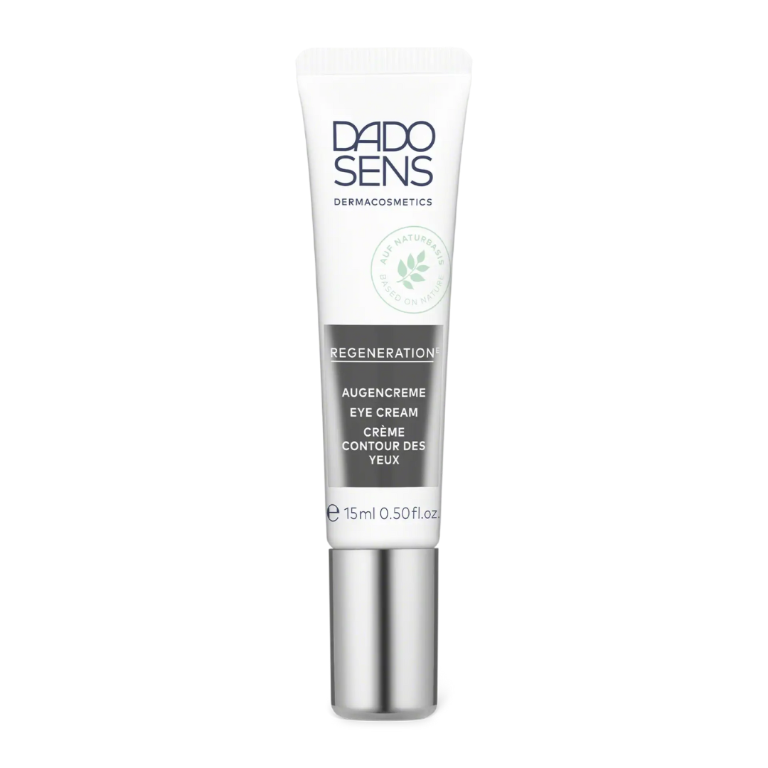 DADO SENS REGENERATION E Augencreme 15 ml – Tube mit silbernem Applikator und klarer Produktaufschrift
