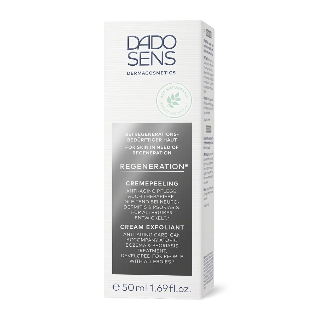 DADO SENS REGENERATION E Cremepeeling 50 ml – Verpackung der sanften Peelingpflege für regenerationsbedürftige Haut