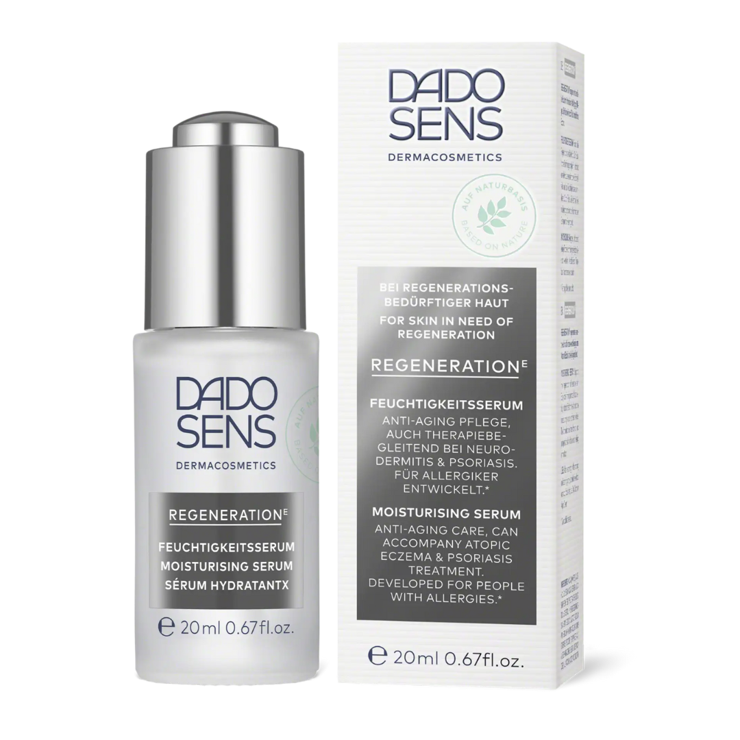 DADO SENS REGENERATION E Feuchtigkeitsserum 20 ml – Produktflasche mit Umverpackung im Set, Pflege für Neurodermitis- und Psoriasis-Haut