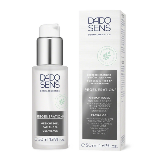 DADO SENS REGENERATION E Gesichtsgel 50 ml – Flasche mit Pumpspender und Umverpackung im Set
