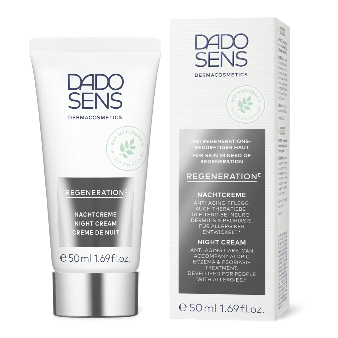 DADO SENS REGENERATION E Nachtcreme 50 ml – Tube mit Umverpackung, entwickelt für Haut mit Neurodermitis und Psoriasis