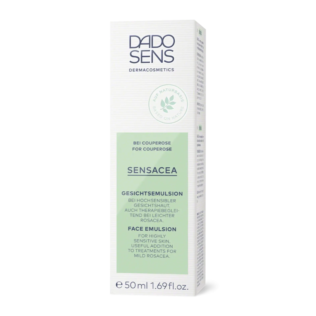 DADO SENS SENSACEA Gesichtsemulsion – Umverpackung mit 50 ml Inhalt zur Pflege bei Couperose und Rosacea