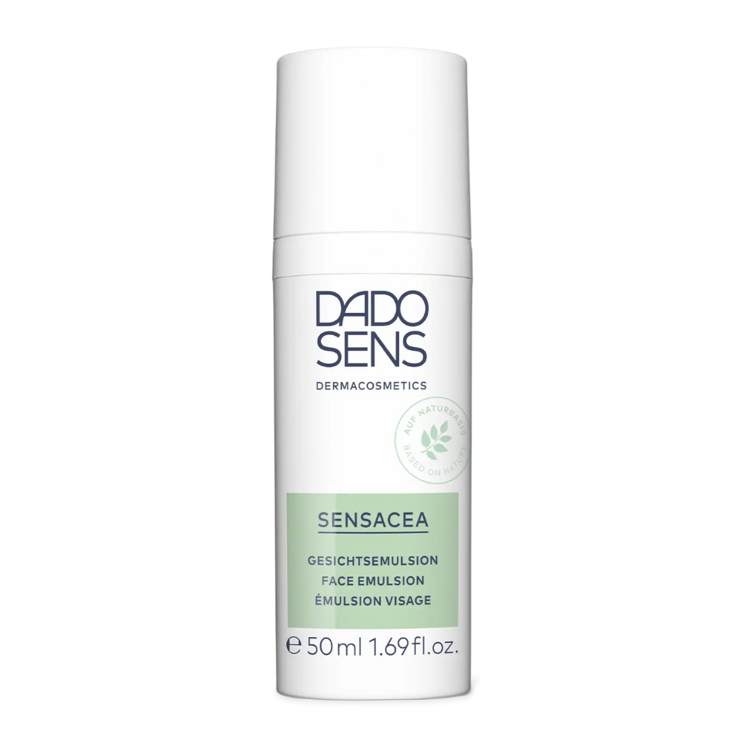 DADO SENS SENSACEA Gesichtsemulsion – freigestellte Spenderflasche mit 50 ml für sensible Haut