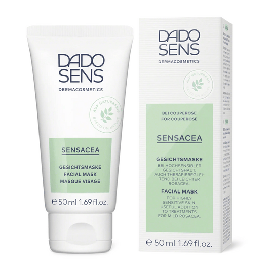 DADO SENS SENSACEA Gesichtsmaske – Tube und Faltschachtel für empfindliche Gesichtshaut, begleitend bei Rosacea